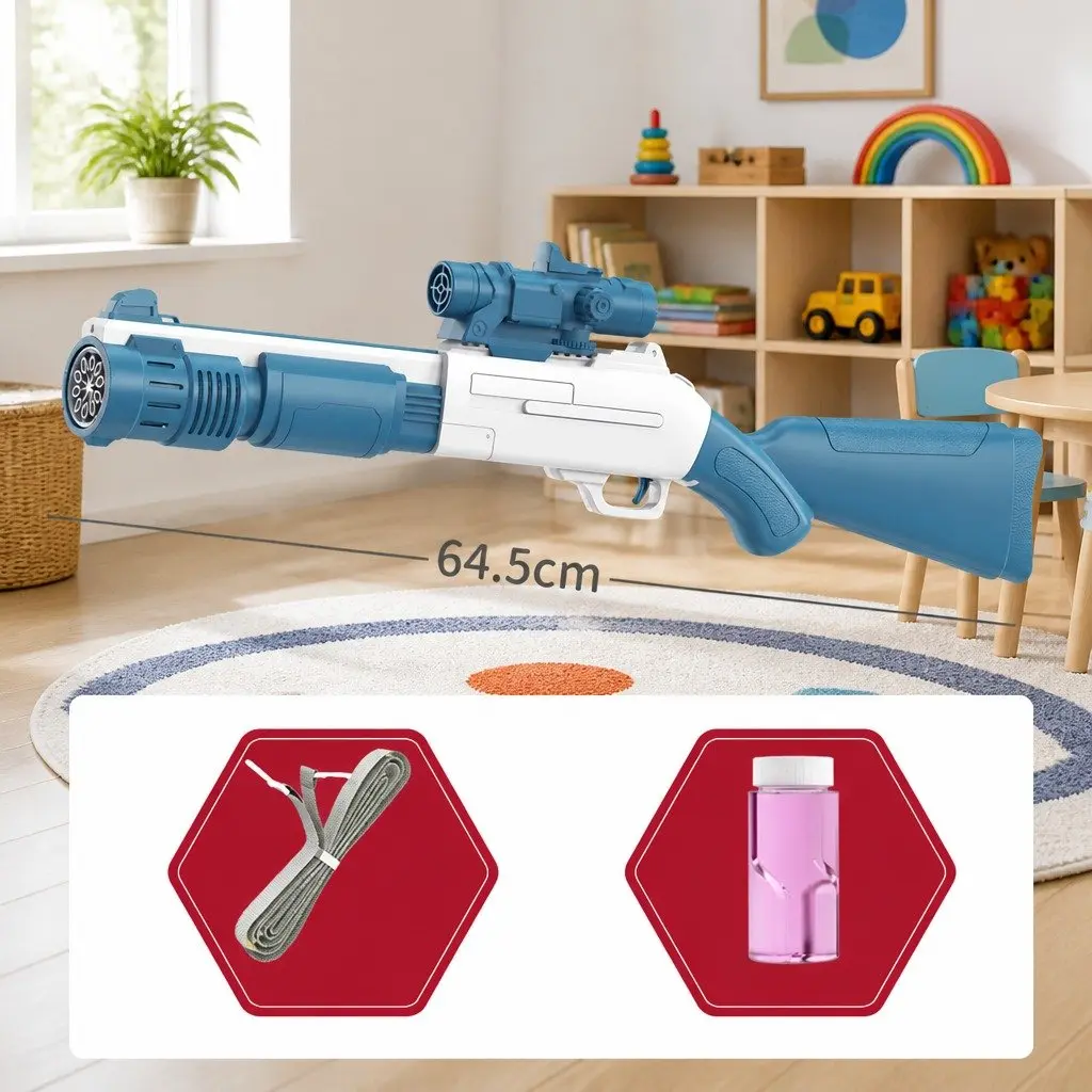 Bubble Toy Electric Hand-Held Spray Gun ABS 44.5cm Pink and Blue