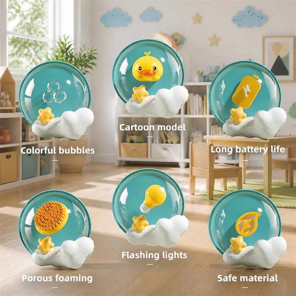 Bubble Toy Machine ABS 24x14.8x24cm Green Cartoon 69 Hole Outdoor