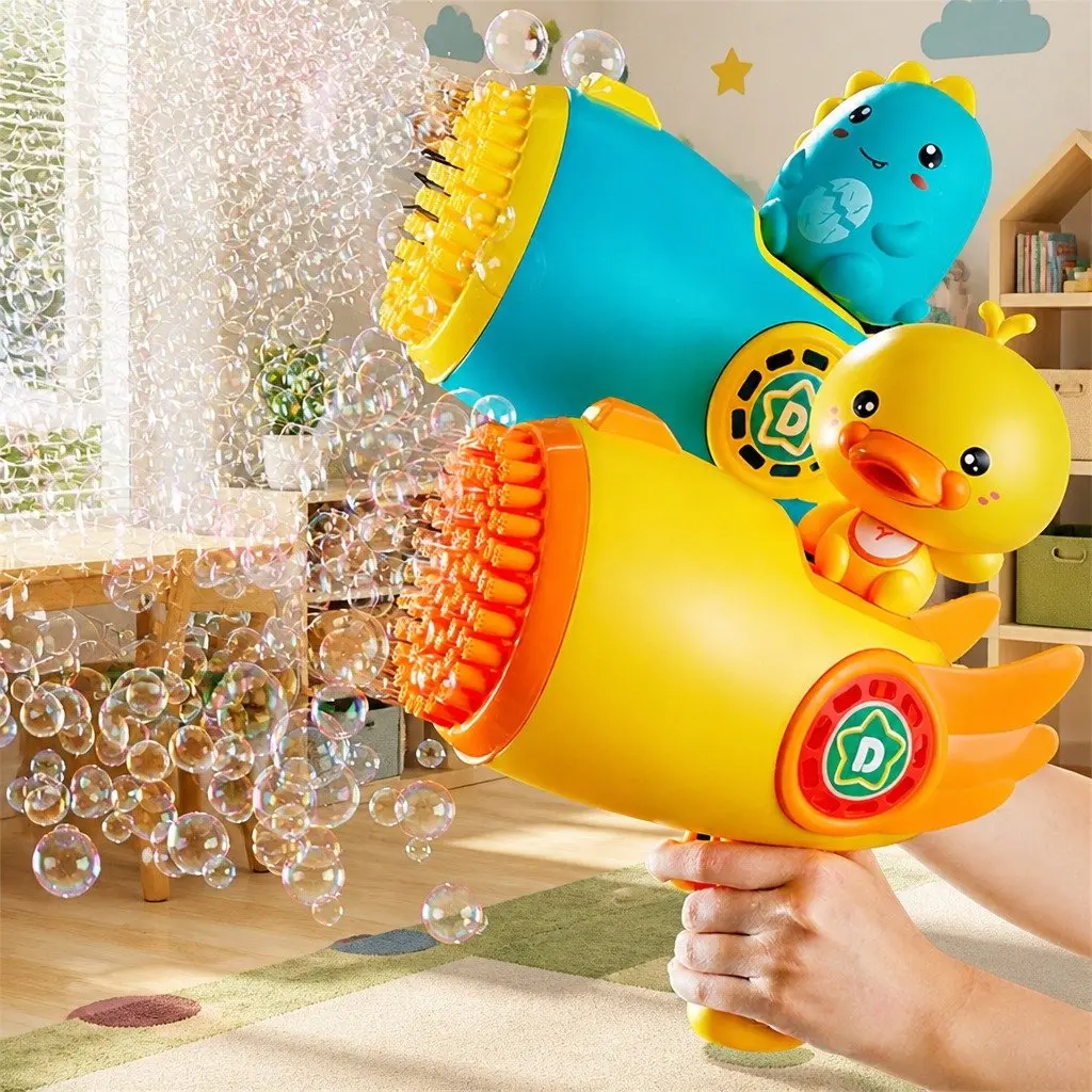 Bubble Toy Machine ABS 24x14.8x24cm Green Cartoon 69 Hole Outdoor
