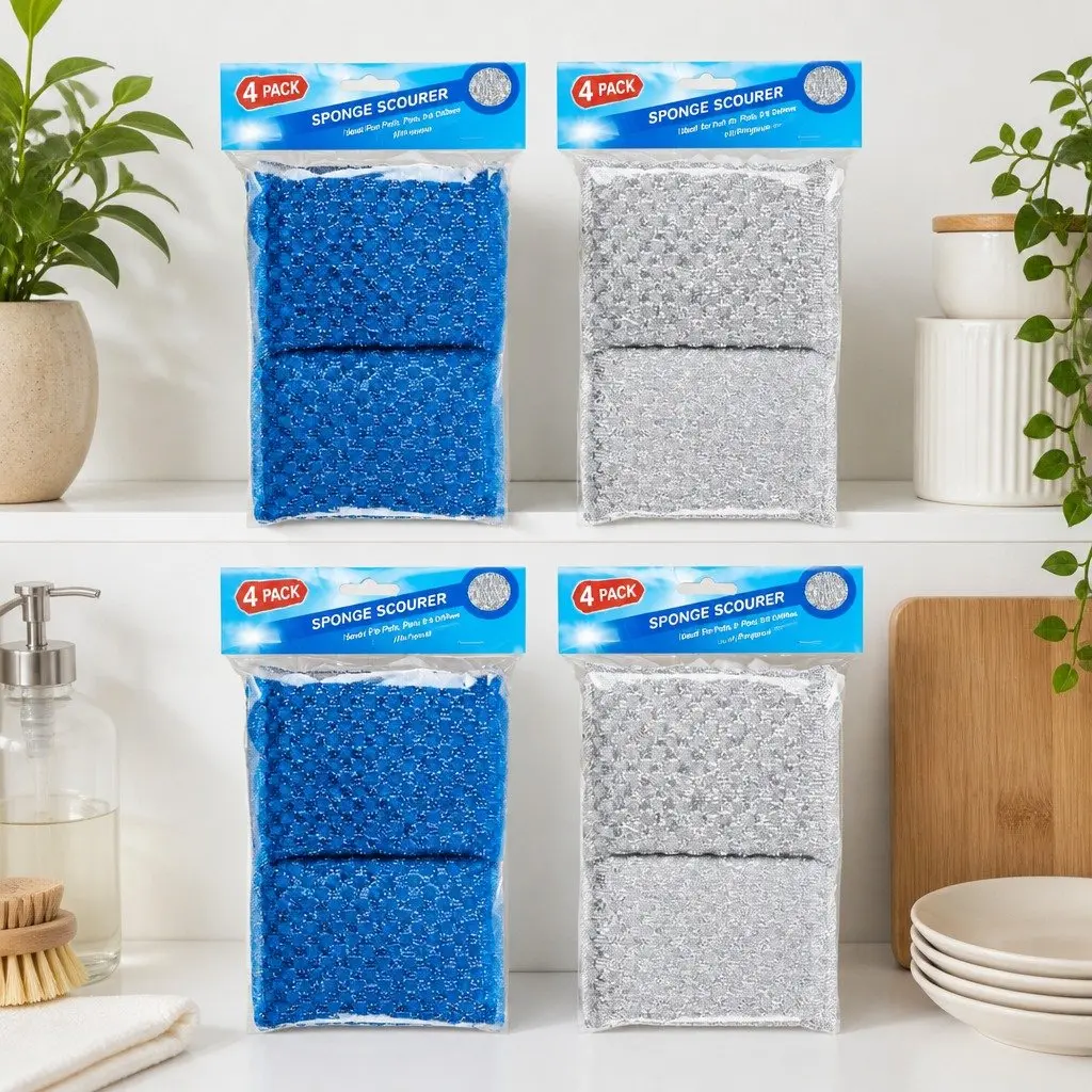 Scourer Sponge Metallic Wire 13cm 16 Pieces Kitchen Cleaning Pads