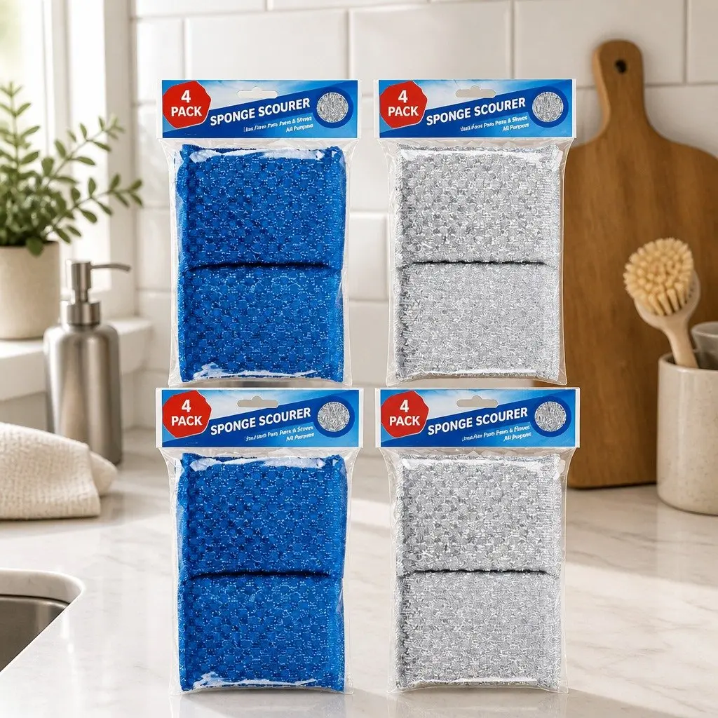 Scourer Sponge Metallic Wire 13cm 16 Pieces Kitchen Cleaning Pads