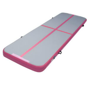 x 1m Air Track Mat Gymnastics Tumbling Inflatable Pink Grey Portable 10cm