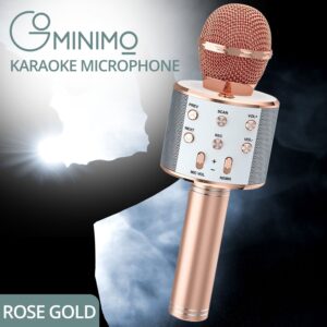 4 in 1 Wireless Bluetooth Karaoke Microphone with Record Rose Gold