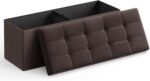 109cm Folding Storage Ottoman Bench with Storage Space Brown