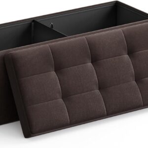 109cm Folding Storage Ottoman Bench with Storage Space Brown