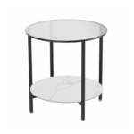 - Cosmopolitan Two Tier Mix Side Table - Marble & Glass