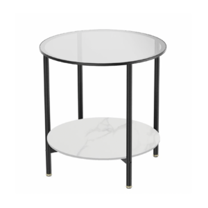 - Cosmopolitan Two Tier Mix Side Table - Marble & Glass