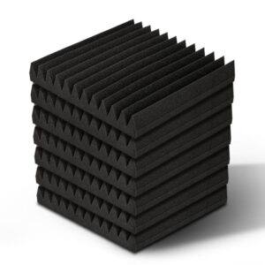 20pc Acoustic Foam Panels Studio Soundproofing Tiles 30x30cm Black Wedge 25kg/m3