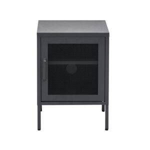 Bedside Table Metal Locker Adjustable Shelf Storage Black 42x40x59cm