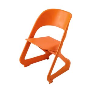 Set of 4 Modern Stackable Dining Chairs Orange Plastic Cafe Lounge Seats