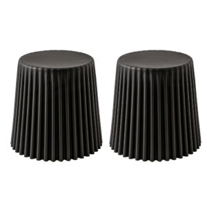 Set of 2 Plastic Stacking Stools Versatile Cupcake Design Black Indoor Outdoor