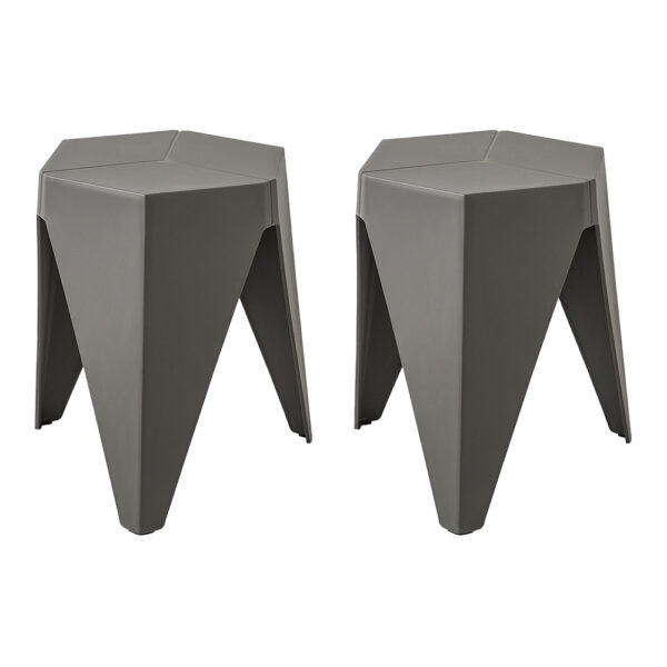 2x Puzzle Stool Stackable Plastic Bar Chairs Versatile Grey 130kg Capacity