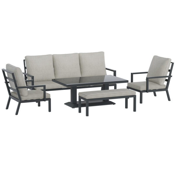 5PCS Aluminium Outdoor Furniture Set 7 Seater Sofa Table Chair Lounge Patio