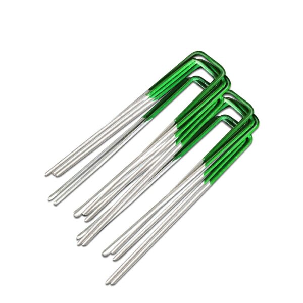 Artificial Grass Pins 100pcs 3mm Thick Galvanized Steel U Shape Pegs Lawn Mat