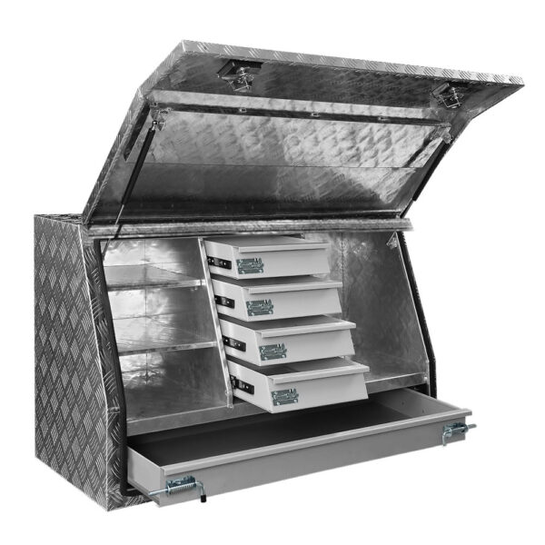 Aluminium Toolbox 5 Drawers 122x51x71cm Truck Trailer Storage Lockable Silver