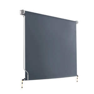 Retractable Outdoor Privacy Blind 1.5x2.5M UV Resistant Polyester Manual Grey