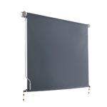 Retractable Outdoor Privacy Blind UV Resistant Polyester 2.4x2.5M Grey Manual