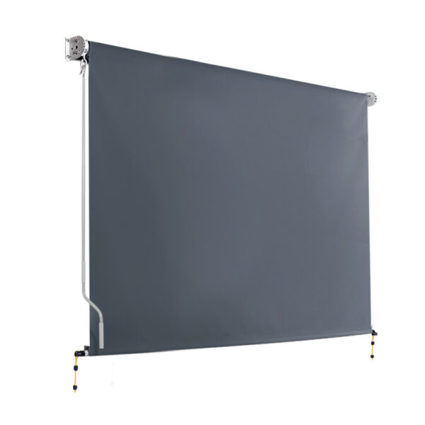 Retractable Outdoor Blind Privacy Awning 2.7x2.5M UV Resistant Hand Crank Grey