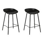 2x Kitchen Bar Stools PP Seat Metal Frame 67cm Height Anti slip Footrest Black