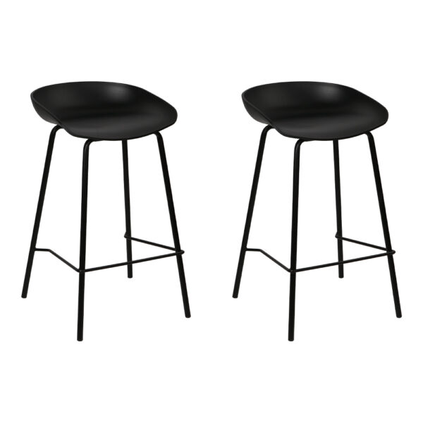 2x Kitchen Bar Stools PP Seat Metal Frame 67cm Height Anti slip Footrest Black