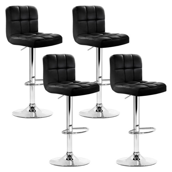 4x Adjustable Swivel Bar Stools PU Leather Gas Lift 360° Comfort Black 150kg