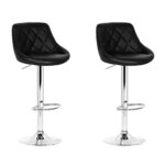 2x Adjustable Swivel Bar Stools PU Leather Padded Gas Lift 66 79cm Black