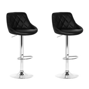 2x Adjustable Swivel Bar Stools PU Leather Padded Gas Lift 66 79cm Black