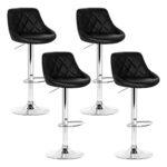 4x Adjustable Swivel Bar Stools PU Leather Padded Gas Lift 66 79cm Black