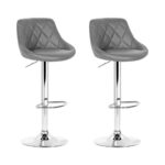 2x Adjustable Swivel Bar Stools PU Leather Padded Gas Lift 66 79cm Grey