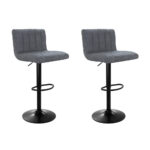 2x Vintage Leather Bar Stools Adjustable Swivel Grey Foam Padded Seat 150kg