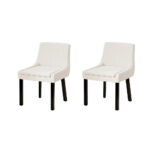 2 Beige Corduroy Dining Chairs Modern Rubberwood Legs Foam Padded Comfort