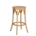 Bar Stool Rattan Wooden Seat 150kg Capacity 65cm Beech Frame Footrest Anti slip