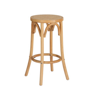 Bar Stool Rattan Wooden Seat 150kg Capacity 65cm Beech Frame Footrest Anti slip