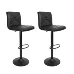 2x PU Leather Bar Stools Swivel Gas Lift Adjustable 68 81cm Black Heavy duty