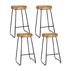 Industrial Bar Stools 4x Elm Wood 75cm Height Anti Slip Modern Design