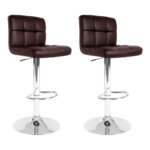 2x Swivel Bar Stools PU Leather Adjustable Gas Lift Chocolate 150kg Capacity