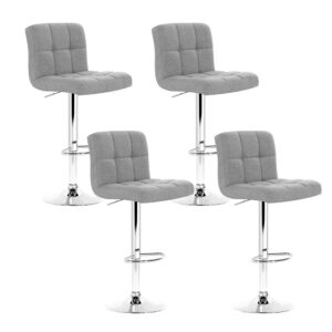 Swivel Bar Stools 4 Pack Fabric Padded Chrome Base Adjustable 68 81cm Grey