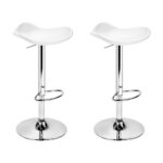 2x Leather Bar Stools Adjustable Swivel Chair White Foam Padded Gas Lift 150kg