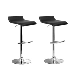 2x Adjustable Bar Stools PU Leather Swivel Chairs 56 77cm Gas Lift Black