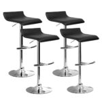 4x Adjustable Bar Stools PU Leather Swivel Chairs 56 77cm Gas Lift Black