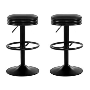 2x Swivel Bar Stools PU Leather Adjustable 59 81cm Gas Lift Black Steel Base