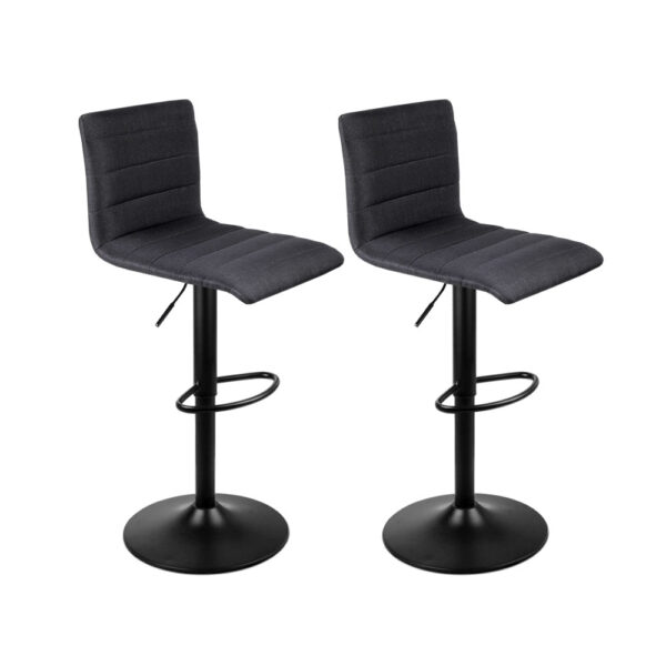 2x Swivel Bar Stools L Shaped High Density Foam Gas Lift Black 88 108cm