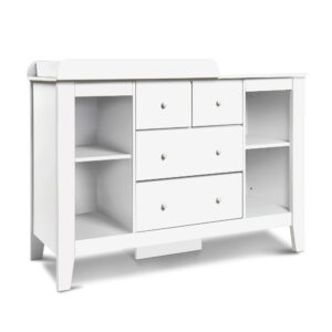 Baby Change Table Dresser 4 Drawers 4 Shelves Storage Chest Removable White