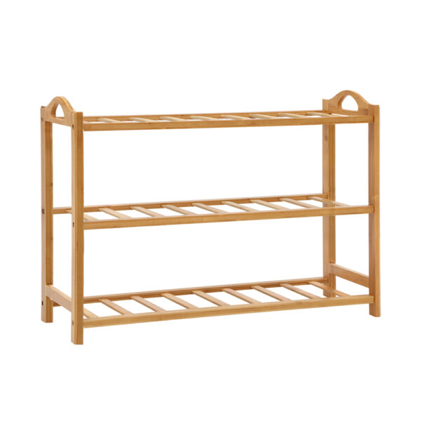 3 Tier Bamboo Shoe Rack Storage Organizer Wooden Stand 15 Pairs Eco Friendly