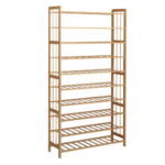 10 Tier Bamboo Shoe Rack Storage Organizer Eco Friendly 50 Pairs Natural Finish