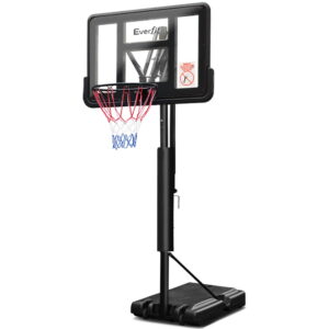 44 Basketball Hoop Stand Adjustable 2.25 3.07m Portable Net System Black