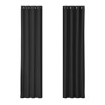 2X Blackout Curtains Thermal Insulated Eyelet 140x230cm Noise Reduction Black