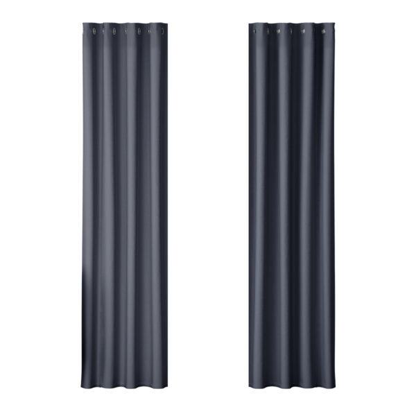 2X Thermal Insulated Blackout Curtains Eyelet 140x230cm Noise Reduction Charcoal