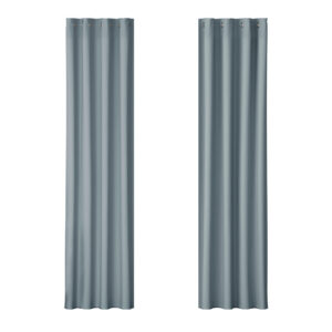 2X Grey Blackout Curtains Thermal Insulated Eyelet 140x230cm Noise Reduction