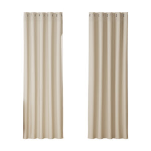 2X Beige Blackout Curtains Thermal Insulated Eyelet 180x213cm Noise Reduction